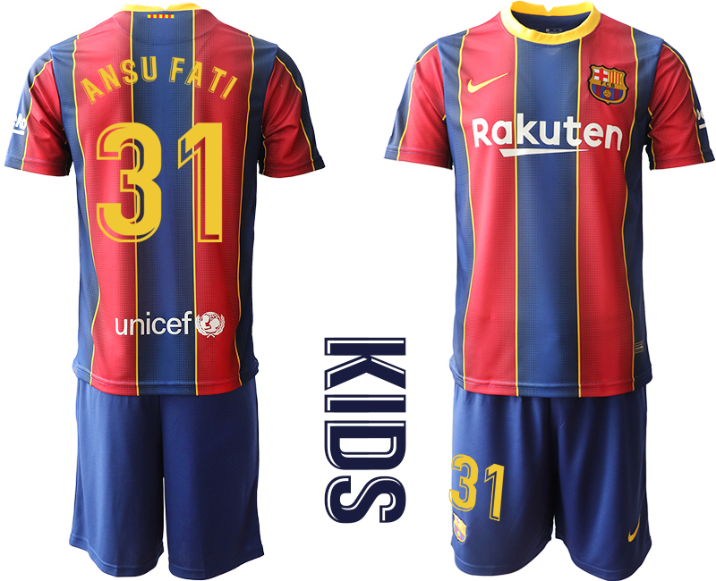 Youth 2020-2021 club Barcelona home #31 red Soccer Jerseys->paris st german jersey->Soccer Club Jersey